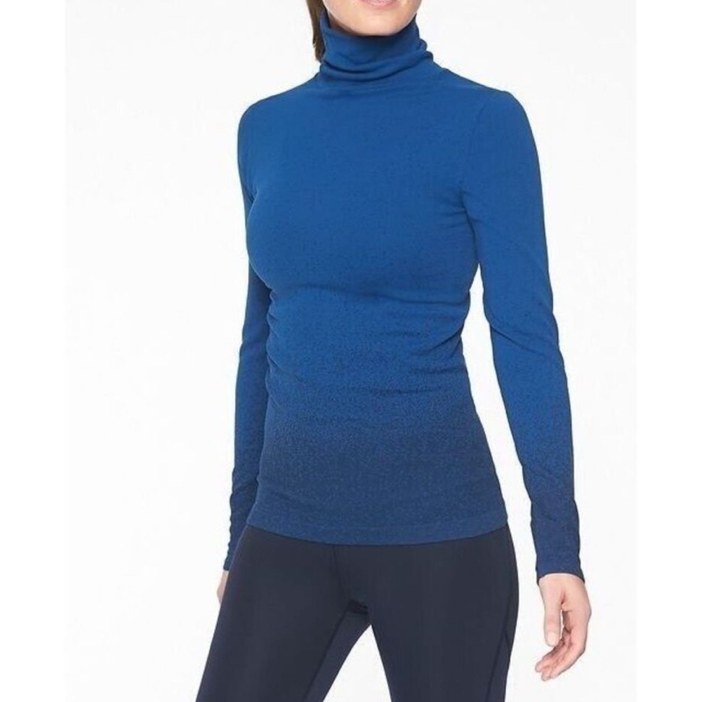 Athleta Women Flurry Base Layer Ombre Turtleneck Size Small Blue Peacock Sweater